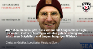 »Wir haben nie behauptet, dass wir nur mit A-Jugendlichen agieren wollen. Vielmehr benötigen wir eine gute Mischung aus erfahrenen Eckpfeilern und jungen, hungrigen Wilden.« Christian Grießer, kooptierter Vorstand Sport